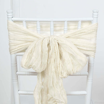 5 Pack Cheesecloth Gauze Chair Sashes 16"x88" Cream - Boho Decorative Accent