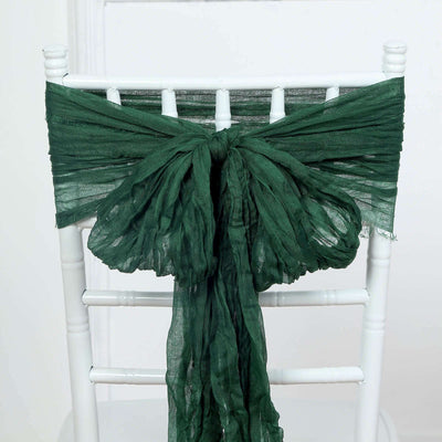 5 Pack Cheesecloth Gauze Chair Sashes 16"x88" Hunter Emerald Green - Boho Decorative Accent