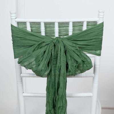 5 Pack Cheesecloth Gauze Chair Sashes 16"x88" Olive Green - Boho Decorative Accent