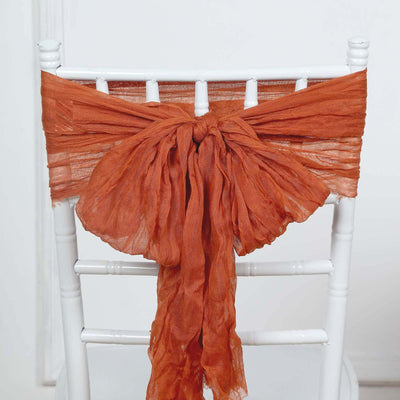 5 Pack Cheesecloth Gauze Chair Sashes 16"x88" Terracotta (Rust) - Boho Decorative Accent
