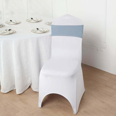 5 Pack Stretch Spandex Chair Sashes 5"x12" Dusty Blue - Two Ply Heavy Duty Fitted Chair Bands