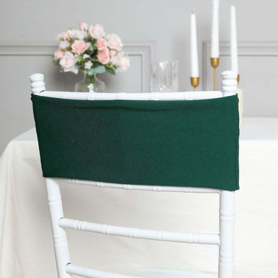 5 Pack Stretch Spandex Chair Sashes 5"x12" Hunter Emerald Green - Two Ply Heavy Duty Fitted Chair Bands