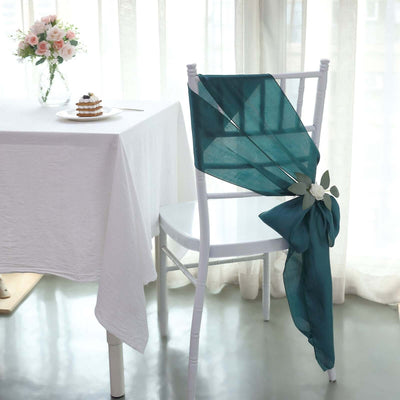 5 Pack Satin Chair Sashes 6"x106" Peacock Teal - Reusable Chair Bows with Smooth Finish