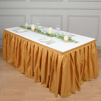 Polyester Table Skirt 21ft Gold - Stylish Pleated Banquet Folding Table Cover