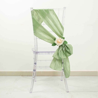 5 Pack Taffeta Chair Sashes 6"x106" Sage Green Accordion Crinkle - Sophisticated Decorative Design