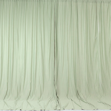2 Pack Sage Green Scuba Polyester Backdrop Drape Curtains, Inherently Flame Resistant Event Divider Panels Wrinkle Free With Rod Pockets - 10ftx10ft