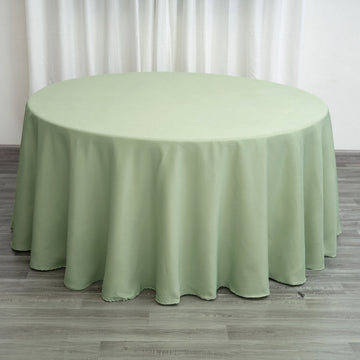 Sage Green Seamless Polyester Round Tablecloth 120" for 5 Foot Table With Floor-Length Drop