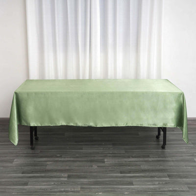 Satin Rectangular Tablecloth 60"x102" Sage Green - Wrinkle-Resistant & Durable Table Cover