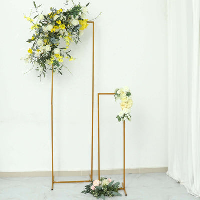 Slim Gold Metal Wedding Arch 6.5ft Rectangular Backdrop Stand - Floral Display Frame