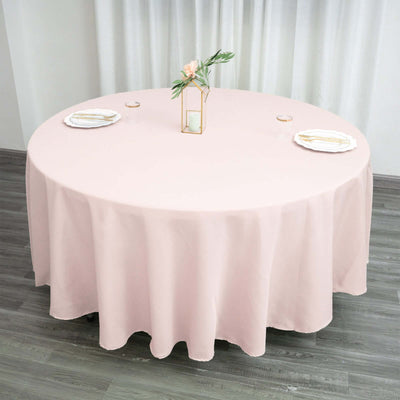 Polyester Round Tablecloth 108" Blush - Durable and Stain-Resistant for Easy Maintenance