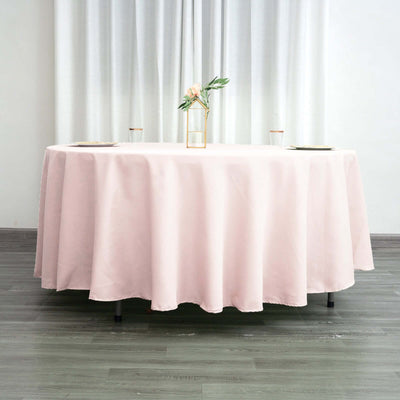 Polyester Round Tablecloth 108" Blush - Durable and Stain-Resistant for Easy Maintenance