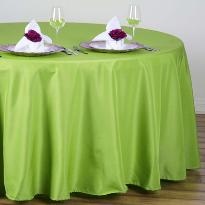 Polyester Round Tablecloth 108" Apple Green - Durable and Stain-Resistant for Easy Maintenance