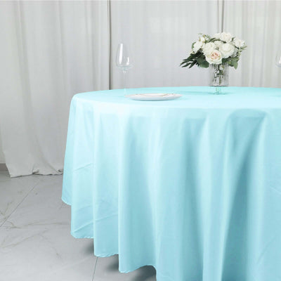 Polyester Round Tablecloth 108" Light Blue - Durable and Stain-Resistant for Easy Maintenance