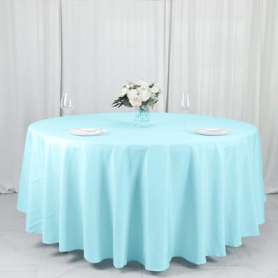 Polyester Round Tablecloth 108" Light Blue - Durable and Stain-Resistant for Easy Maintenance
