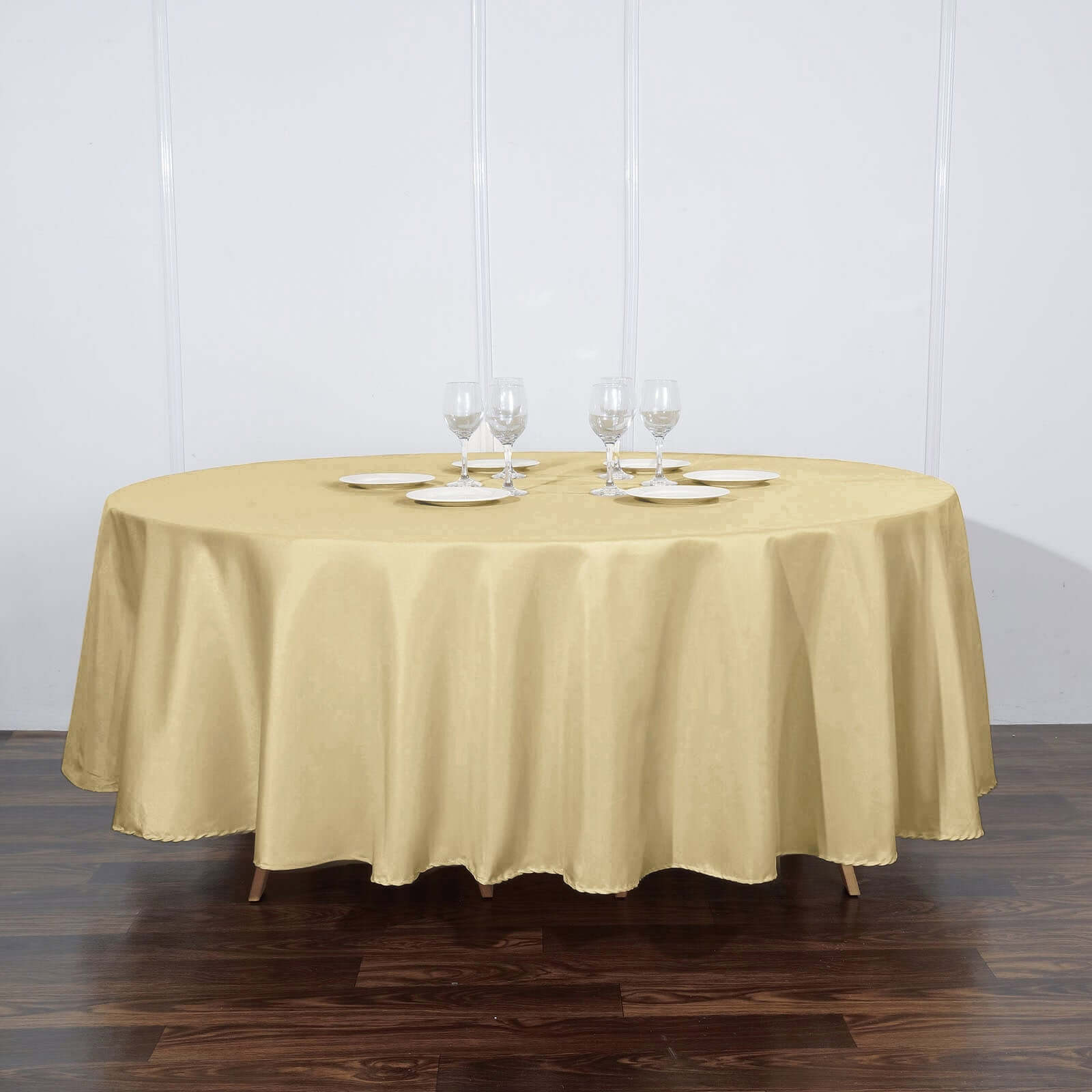 108 In Champagne Polyester Round Tablecloth | eFavormart.com