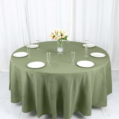 Polyester Round Tablecloth 108" Dusty Sage Green - Durable and Stain-Resistant for Easy Maintenance