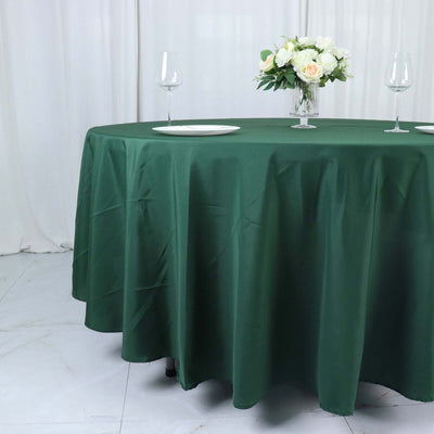 Polyester Round Tablecloth 108" Hunter Emerald Green - Durable and Stain-Resistant for Easy Maintenance