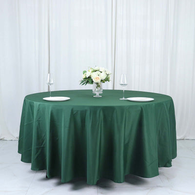 Polyester Round Tablecloth 108" Hunter Emerald Green - Durable and Stain-Resistant for Easy Maintenance