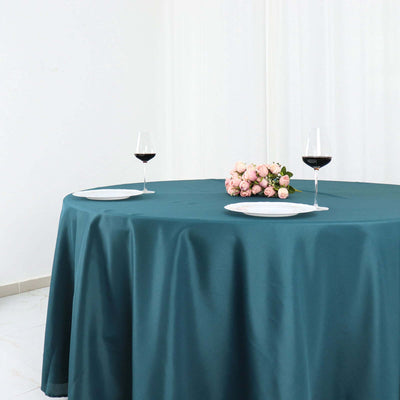 Polyester Round Tablecloth 108" Peacock Teal - Durable and Stain-Resistant for Easy Maintenance