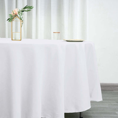 Polyester Round Tablecloth 108" White - Durable and Stain-Resistant for Easy Maintenance