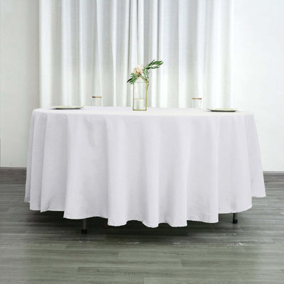 Polyester Round Tablecloth 108" White - Durable and Stain-Resistant for Easy Maintenance