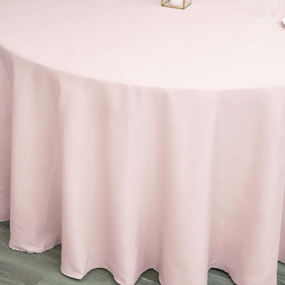 Polyester Round Tablecloth 120" Blush - Durable & Seamless Table Cover