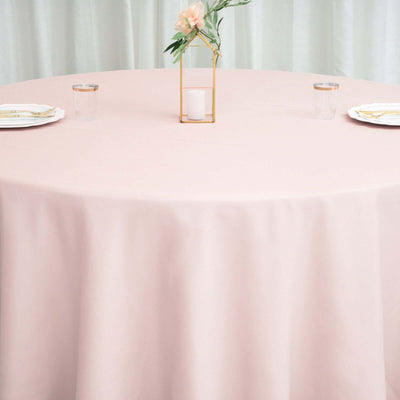 Polyester Round Tablecloth 120" Blush - Durable & Seamless Table Cover