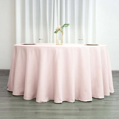 Polyester Round Tablecloth 120" Blush - Durable & Seamless Table Cover