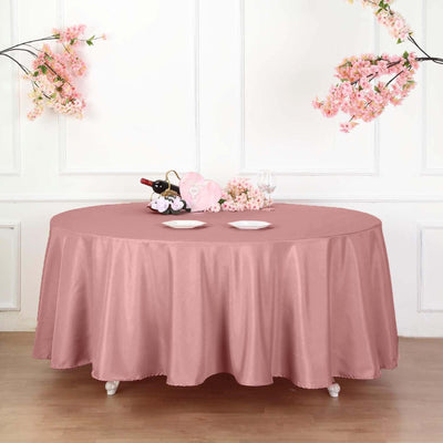 Polyester Round Tablecloth 120" Dusty Rose - Durable & Seamless Table Cover