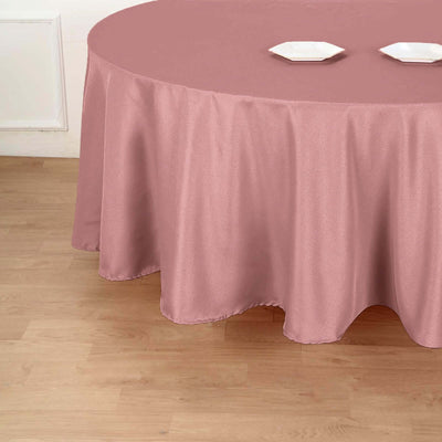 Polyester Round Tablecloth 120" Dusty Rose - Durable & Seamless Table Cover