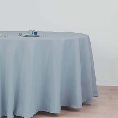 Polyester Round Tablecloth 120" Dusty Blue - Durable & Seamless Table Cover