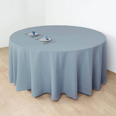 Polyester Round Tablecloth 120" Dusty Blue - Durable & Seamless Table Cover