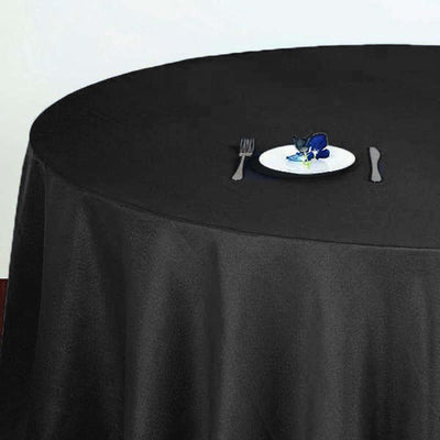 Polyester Round Tablecloth 120" Black - Durable & Seamless Design for Polished Event Styling