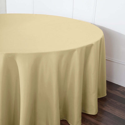 Polyester Round Tablecloth 120" Champagne - Durable & Seamless Table Cover