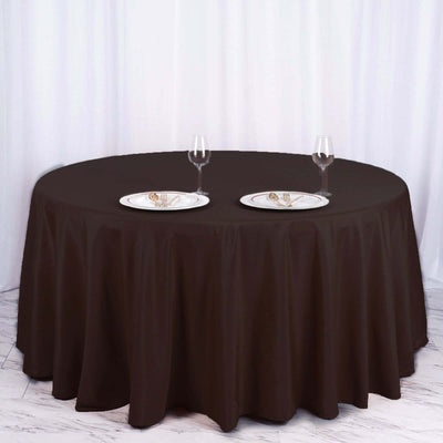 Polyester Round Tablecloth 120" Chocolate - Durable & Seamless Table Cover