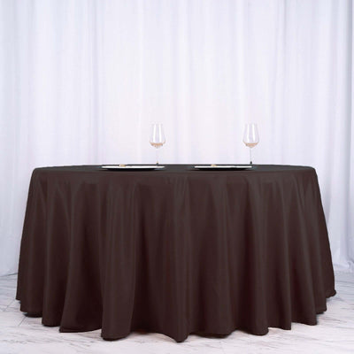 Polyester Round Tablecloth 120" Chocolate - Durable & Seamless Table Cover