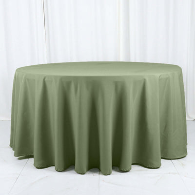 Polyester Round Tablecloth 120" Dusty Sage Green - Durable & Seamless Table Cover