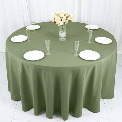 Polyester Round Tablecloth 120" Dusty Sage Green - Durable & Seamless Table Cover