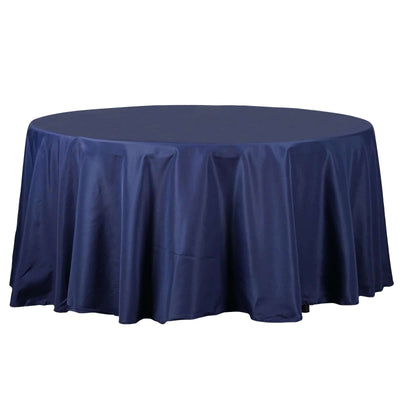 Polyester Round Tablecloth 120" Navy Blue - Durable & Seamless Table Cover