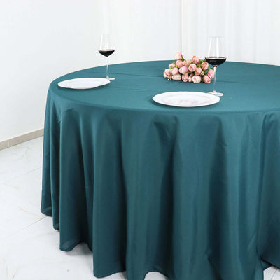 Polyester Round Tablecloth 120" Peacock Teal - Durable & Seamless Table Cover