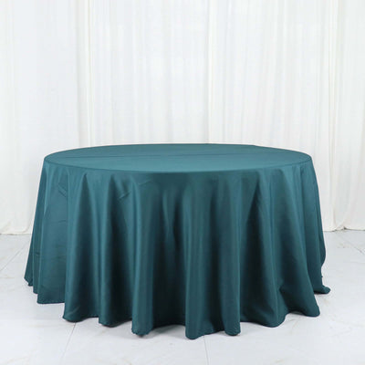 Polyester Round Tablecloth 120" Peacock Teal - Durable & Seamless Table Cover