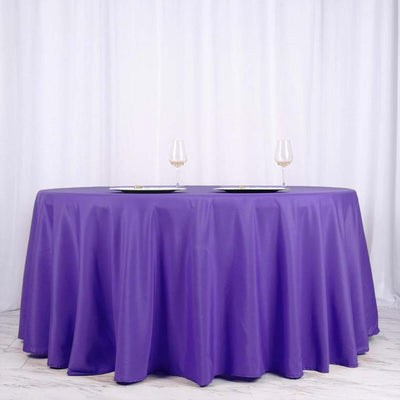 Polyester Round Tablecloth 120" Purple - Durable & Seamless Table Cover