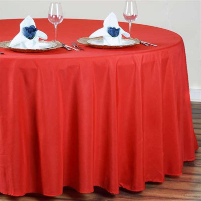 Polyester Round Tablecloth 120" Red - Durable & Seamless Table Cover
