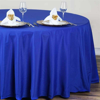 Polyester Round Tablecloth 120" Royal Blue - Durable & Seamless Table Cover