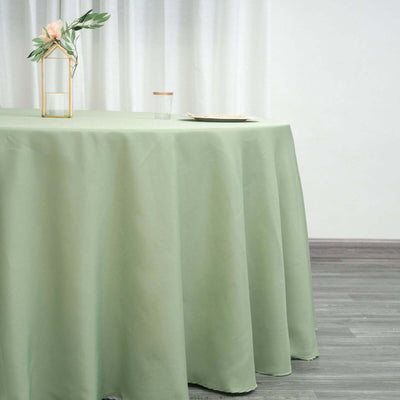 Polyester Round Tablecloth 120" Sage Green - Durable & Seamless Table Cover