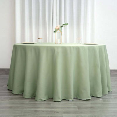 Polyester Round Tablecloth 120" Sage Green - Durable & Seamless Table Cover