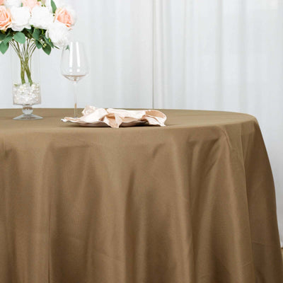 Polyester Round Tablecloth 120" Taupe - Durable & Seamless Table Cover
