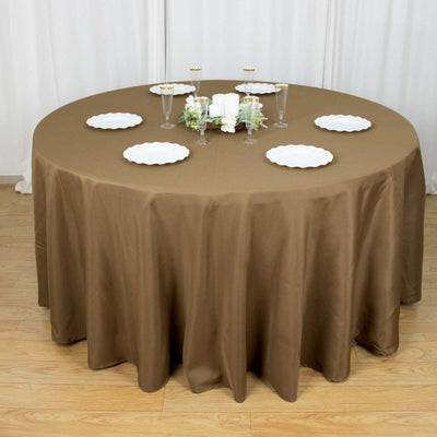 Polyester Round Tablecloth 120" Taupe - Durable & Seamless Table Cover