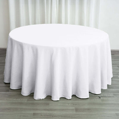 Polyester Round Tablecloth 120" White - Durable & Seamless Design for Polished Event Styling