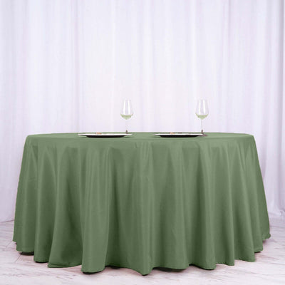 Polyester Round Tablecloth 120" Olive Green - Durable & Seamless Table Cover